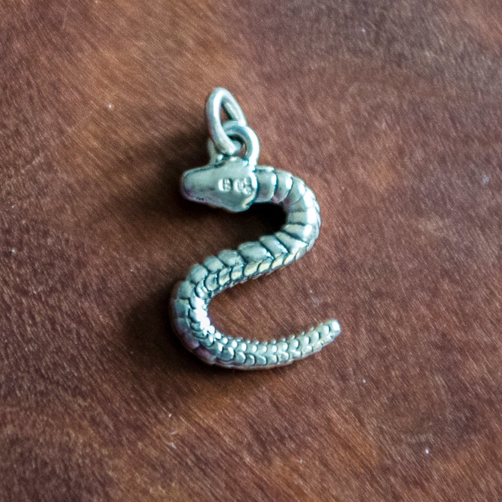 Sterling Silver Snake Charm for Necklace or Bracelet